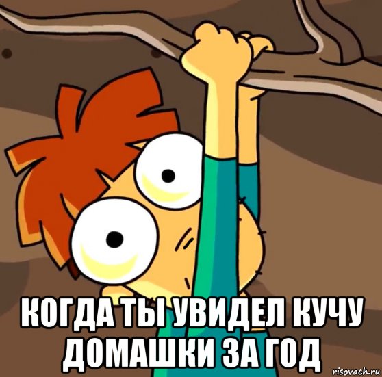  когда ты увидел кучу домашки за год, Мем Арни приахуел и увидел целую кучу домашки