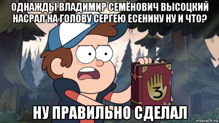 однажды владимир семёнович высоцкий насрал на голову сергею есенину ну и что? ну правильно сделал, Мем Диппер
