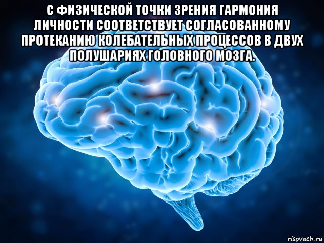 с физической точки зрения гармония личности соответствует согласованному протеканию колебательных процессов в двух полушариях головного мозга. , Мем Мозг
