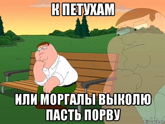 к петухам или моргалы выколю пасть порву