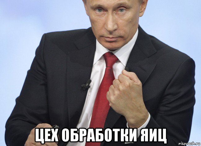  цех обработки яиц, Мем Путин показывает кулак