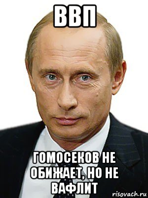 ввп гомосеков не обижает, но не вафлит, Мем Путин