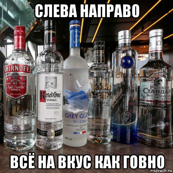 слева направо всё на вкус как говно, Мем Водочный бизнес