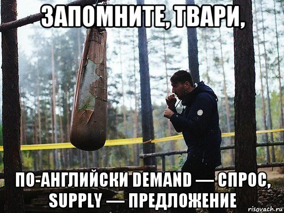 запомните, твари, по-английски demand — спрос, supply — предложение, Мем Запомните твари