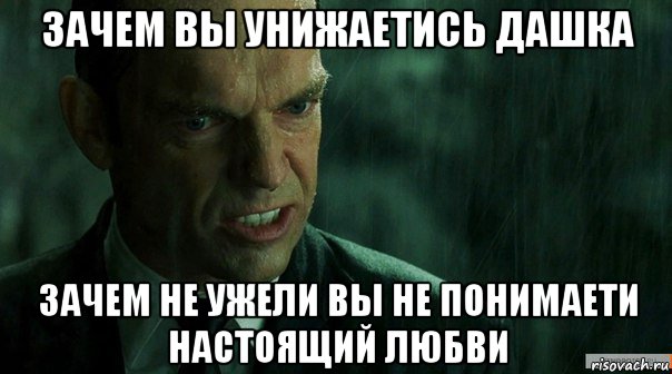 зачем вы унижаетись дашка зачем не ужели вы не понимаети настоящий любви, Мем агент смит