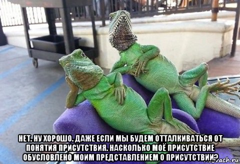  нет. ну хорошо. даже если мы будем отталкиваться от понятия присутствия. насколько моё присутствие обусловлено моим представлением о присутствии?, Мем Барбара Стрейзанд