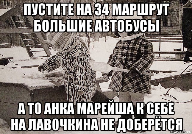 пустите на 34 маршрут большие автобусы а то анка марейша к себе на лавочкина не доберётся, Мем Девочки