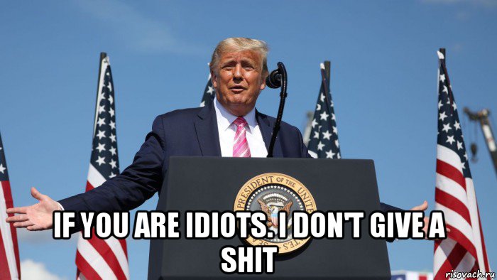 if you are idiots. i don't give a shit, Мем Donald Trump