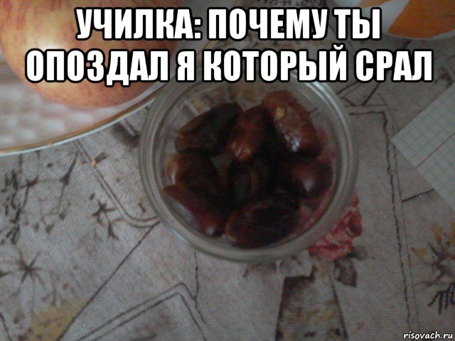 училка: почему ты опоздал я который срал , Мем Финики