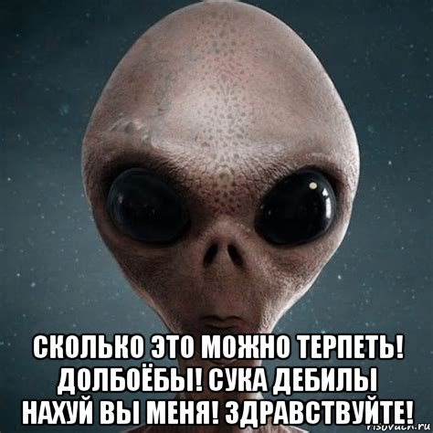  сколько это можно терпеть! долбоёбы! сука дебилы нахуй вы меня! здравствуйте!, Мем Инопланетянин