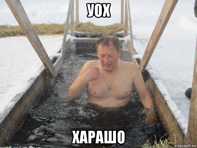 уох харашо, Мем Мужик купается в ледяной купели