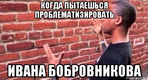 когда пытаешься проблематизировать ивана бобровникова, Мем Негр базарит со стеной ниче особенного