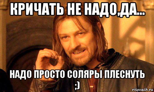 кричать не надо,да... надо просто соляры плеснуть ;), Мем Нельзя просто так взять и (Боромир мем)