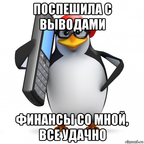 поспешила с выводами финансы со мной, все удачно, Мем   Пингвин звонит