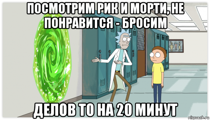 посмотрим рик и морти, не понравится - бросим делов то на 20 минут, Мем Рик и Морти Приключение на 20 минут