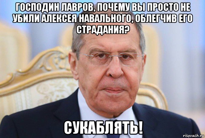 господин лавров, почему вы просто не убили алексея навального, облегчив его страдания? сукаблять!, Мем Сергей Лавров