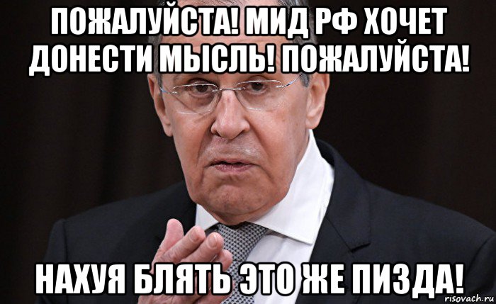 пожалуйста! мид рф хочет донести мысль! пожалуйста! нахуя блять это же пизда!, Мем Сергей Лавров