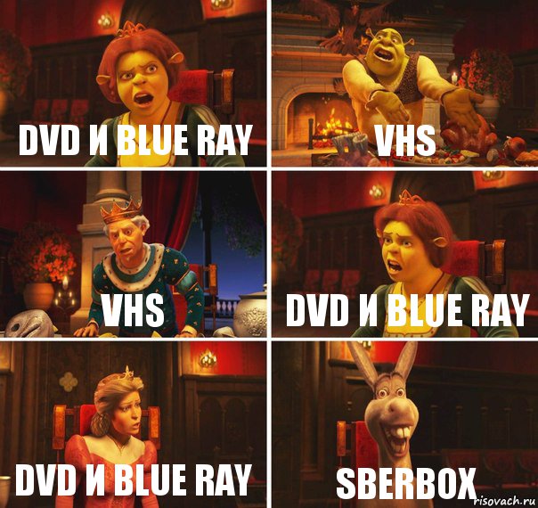 DVD и Blue ray VHS VHS DVD и Blue ray DVD и Blue ray Sberbox, Комикс  Шрек Фиона Гарольд Осел