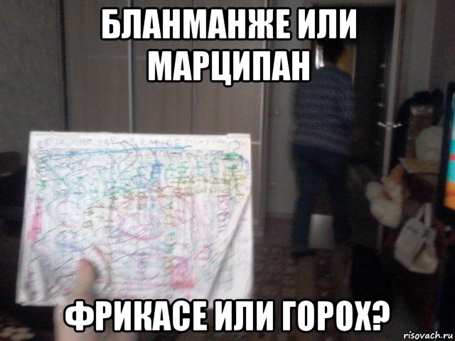 бланманже или марципан фрикасе или горох?, Мем Список еды будет мой