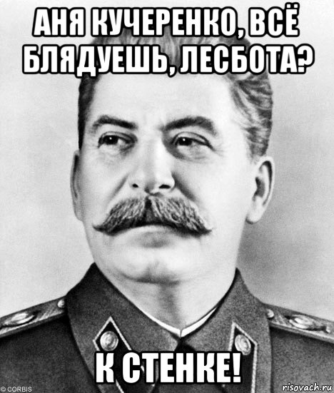 аня кучеренко, всё блядуешь, лесбота? к стенке!, Мем  Иосиф Виссарионович Сталин