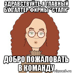 здравствуйте, я главный бухгалтер фирмы "сталк" добро пожаловать в команду, Мем Типичный бухгалтер