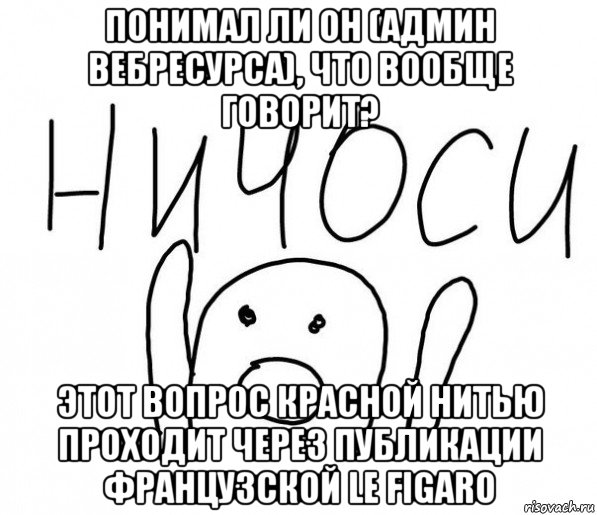 понимал ли он (админ вебресурса), что вообще говорит? этот вопрос красной нитью проходит через публикации французской le figaro, Мем  Ничоси