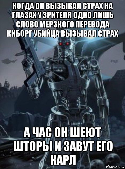 когда он вызывал страх на глазах у зрителя одно лишь слово мерзкого перевода киборг убийца вызывал страх а час он шеют шторы и завут его карл, Мем Штороминатор 7