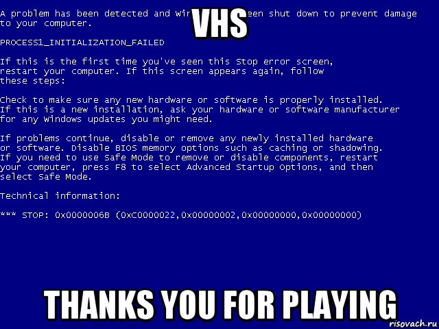 vhs thanks you for playing