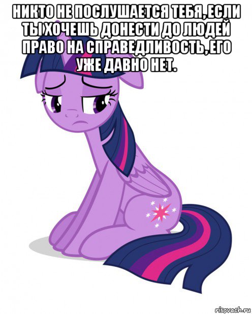 никто не послушается тебя, если ты хочешь донести до людей право на справедливость, его уже давно нет. , Мем Twilight Sparkle