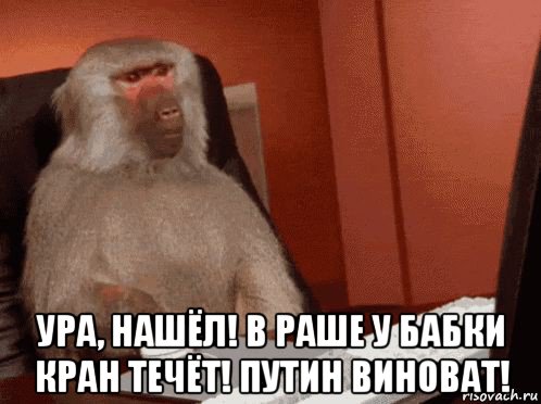  ура, нашёл! в раше у бабки кран течёт! путин виноват!, Мем Ввв