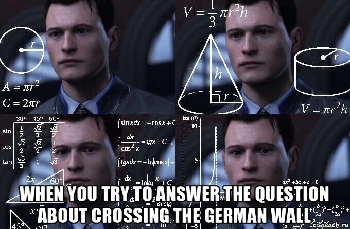  when you try to answer the question about crossing the german wall, Мем  Коннор задумался