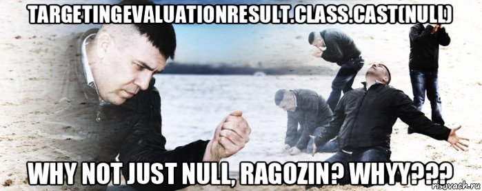targetingevaluationresult.class.cast(null) why not just null, ragozin? whyy???, Мем Мужик сыпет песок на пляже
