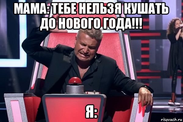 мама: тебе нельзя кушать до нового года!!! я: