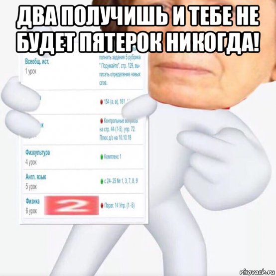 два получишь и тебе не будет пятерок никогда! 