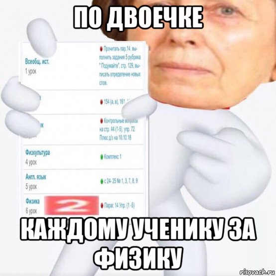 по двоечке каждому ученику за физику