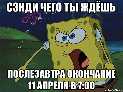 сэнди чего ты ждёшь послезавтра окончание 11 апреля в 7:00, Мем Спанч боб