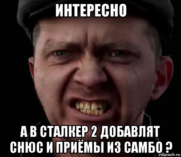 интересно а в сталкер 2 добавлят снюс и приёмы из самбо ?, Мем Сталкер 2 зубы