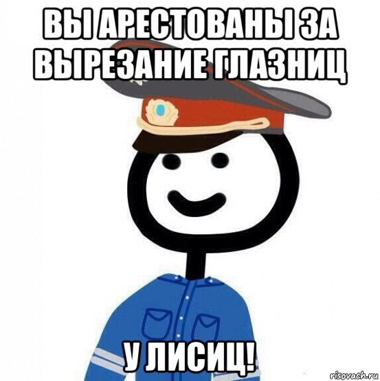 вы арестованы за вырезание глазниц у лисиц!