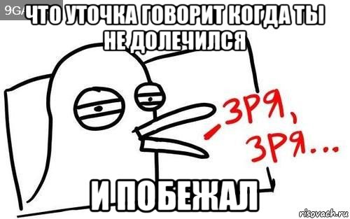 что уточка говорит когда ты не долечился и побежал, Мем Уточка зря зря