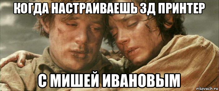 когда настраиваешь 3д принтер с мишей ивановым