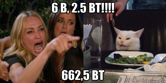 6 в, 2.5 вт!!!! 662,5 вт, Мем Истеричка и кот