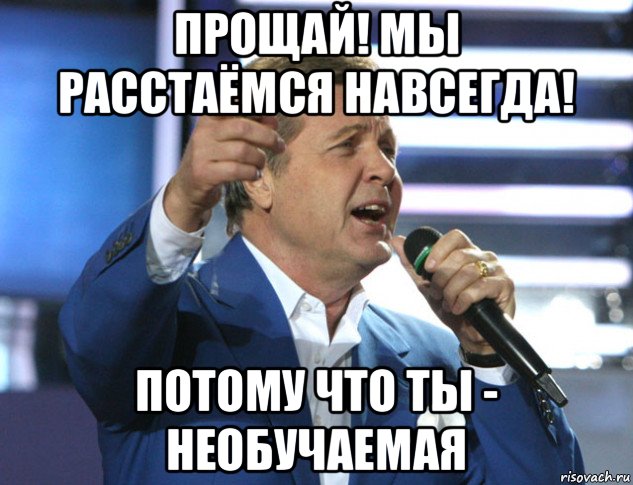 прощай! мы расстаёмся навсегда! потому что ты - необучаемая
