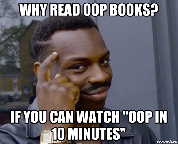 why read oop books? if you can watch "oop in 10 minutes", Мем Негр с пальцем у виска