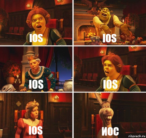 iOS iOs IOS iOS Ios ИОС, Комикс  Шрек Фиона Гарольд Осел