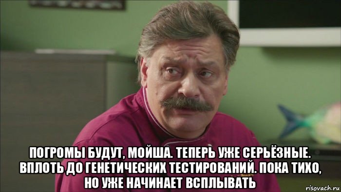  погромы будут, мойша. теперь уже серьёзные. вплоть до генетических тестирований. пока тихо, но уже начинает всплывать, Мем Кухня