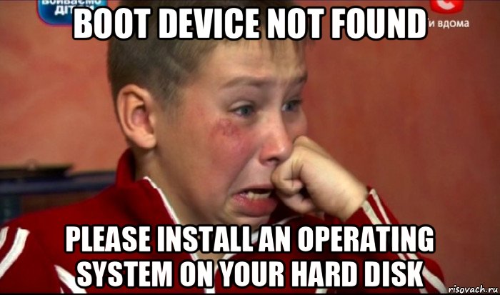 boot device not found please install an operating system on your hard disk, Мем  Сашок Фокин