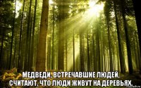  медведи, встречавшие людей, считают, что люди живут на деревьях.