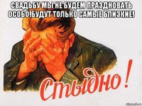 свадьбу мы не будем праздновать особо!будут только самые близкие! 