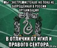 мы - экстремистская, но пока не запрещённая в россии организация в отличии от игил и правого сектора