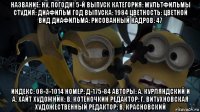 название: ну, погоди! 5-й выпуск категория: мультфильмы студия: диафильм год выпуска: 1984 цветность: цветной вид диафильма: рисованный кадров: 47 индекс: 08-3-1014 номер: д-175-84 авторы: а. курляндский и а. хайт художник: в. котёночкин редактор: г. витухновская художественный редактор: в. красновский